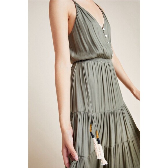 DOLAN Anthropologie MEDIUM Emmaline Tiered Maxi Dress Women's Green  Tasseled - rivacontractingsa.com
